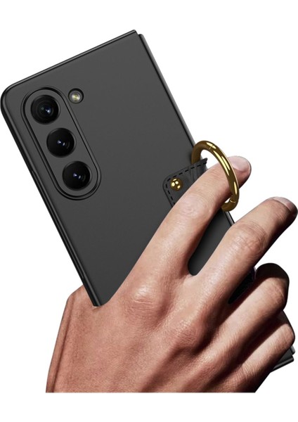 Samsung Galaxy Z Fold 5 Uyumlu Kıpta Yüzüklü Flip Sert Kapak Kılıf