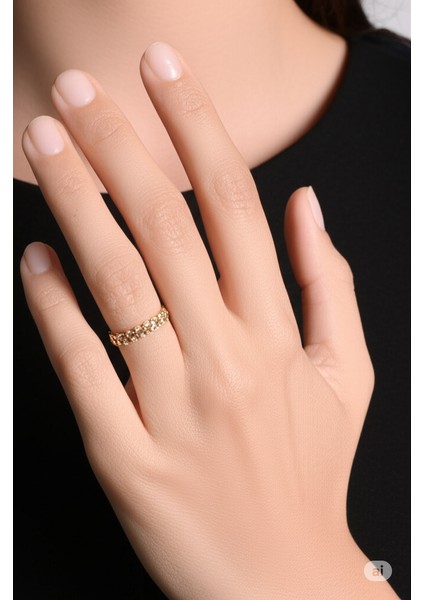 Shesra Aurora Çelik Yüzük Sarı 14 K-10495