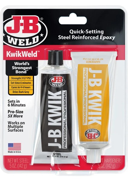 Kwikweld™ Profesyonel Boyut 10 Oz 2 Parçalı Soğuk Kaynak Sistemi Güçlü Epoksi Yapıştırıcı