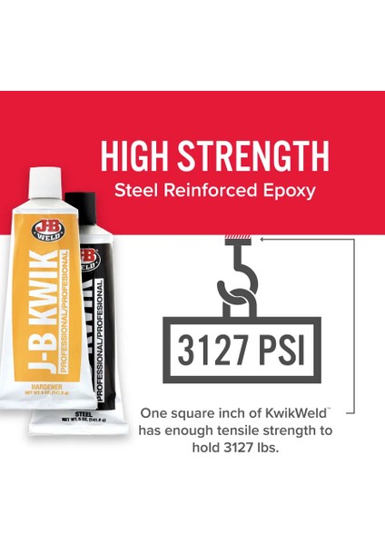 Kwikweld™ Profesyonel Boyut 10 Oz 2 Parçalı Soğuk Kaynak Sistemi Güçlü Epoksi Yapıştırıcı