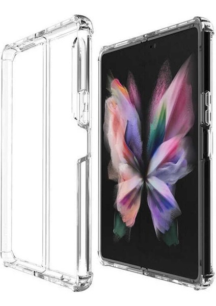 Galaxy Z Fold 3 Uyumlu Köşe Korumalı Darbelere Dayanıklı Kılıf Şeffaf Silikon Kılıf