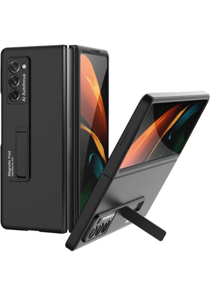 Samsung Galaxy Z Fold 2 Uyumlu Kamera Korumalı Ince Standlı Lüx Koruyucu Kılıf