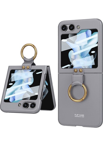Samsung Galaxy Z Flip 5 Uyumlu Kıpta Yüzüklü Flip Sert Kapak Kılıf