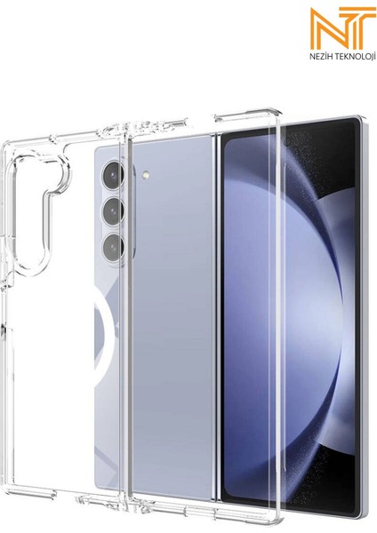 Samsung Galaxy Z Fold 6 Uyumlu Magsafe Şarj Destekli Şeffaf Sert Ultra Koruyucu Kapak Kılıf