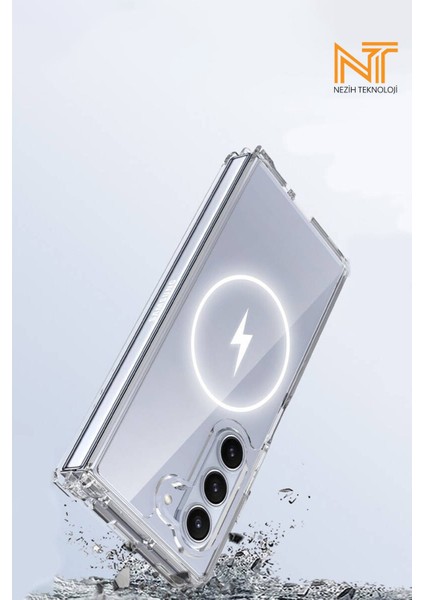 Samsung Galaxy Z Fold 6 Uyumlu Magsafe Şarj Destekli Şeffaf Sert Ultra Koruyucu Kapak Kılıf