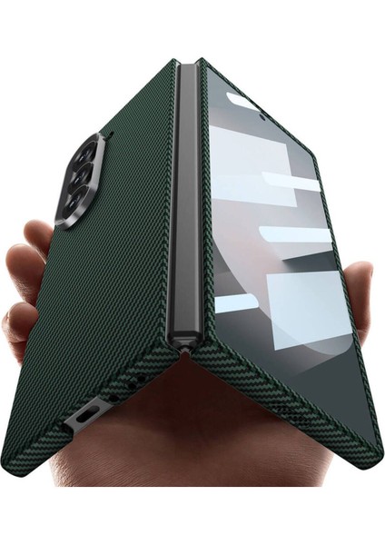 Samsung Galaxy Z Fold 6 Uyumlu Kamera Korumalı Karbon Fiber Dizayn Koruyucu Lüks Kapak Kılıf