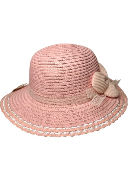 Spteks Kitti 2-6 Yaş Kız Çocuk Açık Pembe Renk Fiyonk Figürlü Hasır Yazlık Şapka fiyatları