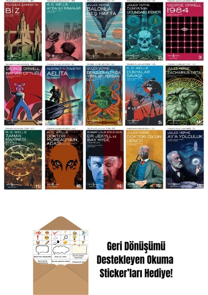 Iş Bankası Modern Klasikler 15 Kitap Bilim Kurgu + Okuma Sticker'ları