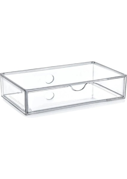 Şeffaf Çekmece Düzenleyici Takı ve Makyaj Organizer, 2'li Beyaz Set