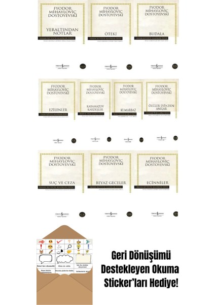 Karamazov Kardeşler Suç ve Ceza 10 Kitap Set + Okuma Sticker'ları