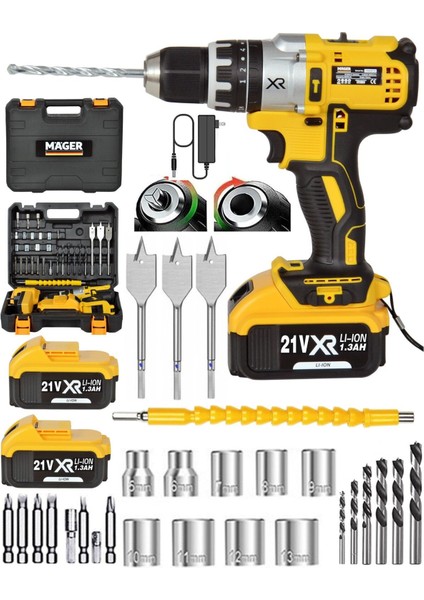 Germany Technolgy Çelik Madren Metal Şanzıman 58 Wat Matkap 24 Parça Set Hediye
