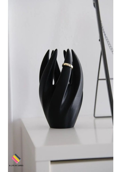 Kadın Takı Askı ve Sergileme Standı, Siyah, 2 Parça, Plastik Malzeme