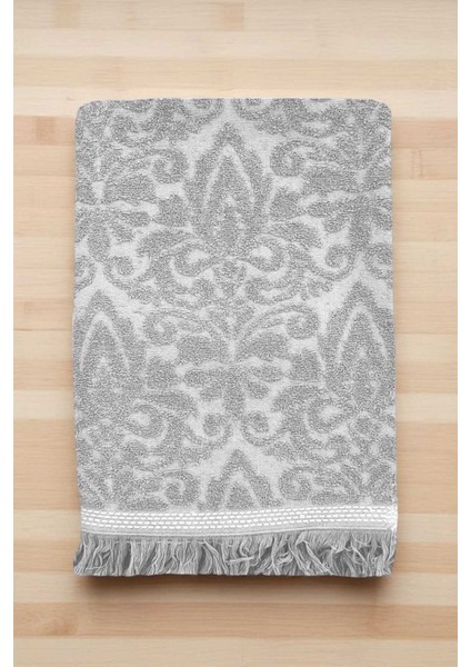 2 Parça Jakarlı Banyo Havlu Takımı &#37;100 Pamuklu 90X150 cm Arden Gri fiyatları
