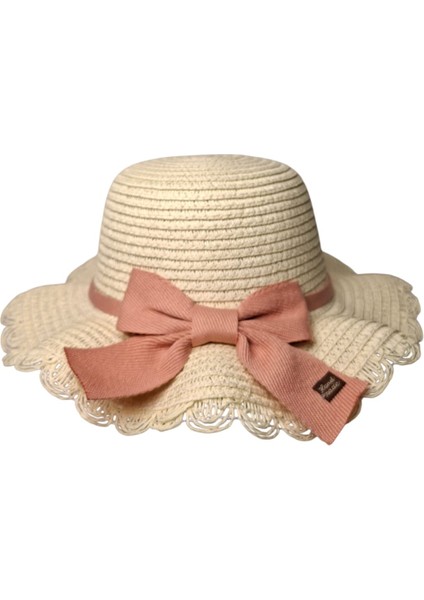 Spteks Kitti 6-12 Yaş Kız Çocuk Krem Renk Fiyonk Figürlü Hasır Yazlık Şapka fiyatları
