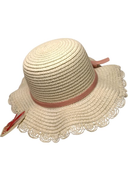 Spteks Kitti 6-12 Yaş Kız Çocuk Krem Renk Fiyonk Figürlü Hasır Yazlık Şapka indirimleri