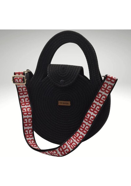 Yazlık Siyah, Kırmızı Dokuma Askılı Yazlık Kadın Çantası 26CM, El ve Omuz Çantası fiyatları