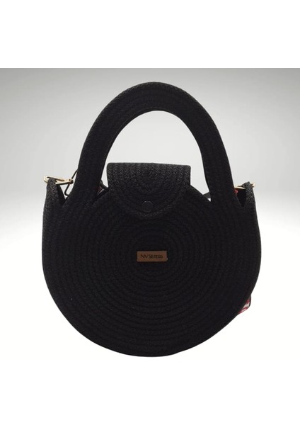 Yazlık Siyah, Kırmızı Dokuma Askılı Yazlık Kadın Çantası 26CM, El ve Omuz Çantası indirimleri