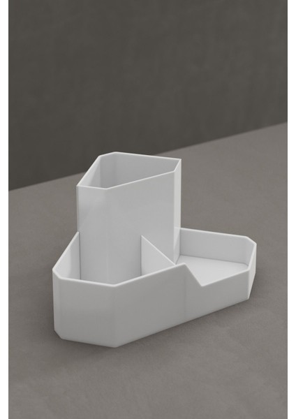 Beyaz Üçgen Makyaj Organizeri, Masa Üstü Düzenleyici, Plastik, Pratik ve Şık indirimleri