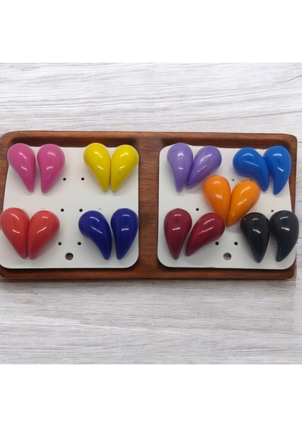 Kadın Pastel Tonlarda Bottega 9 Çift Küpe Seti