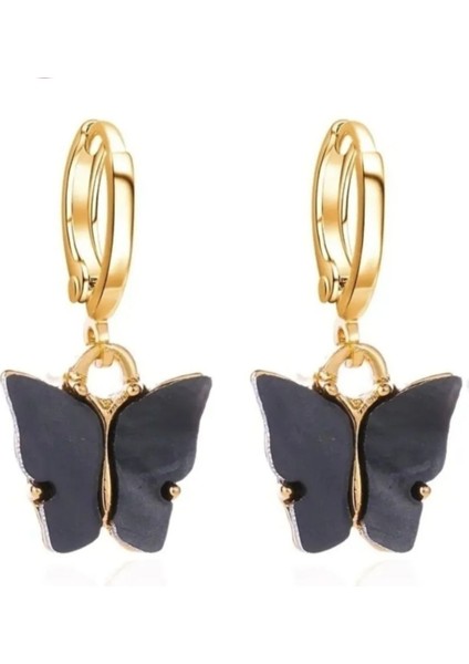 Kadın Siyah Kelebek Küpe