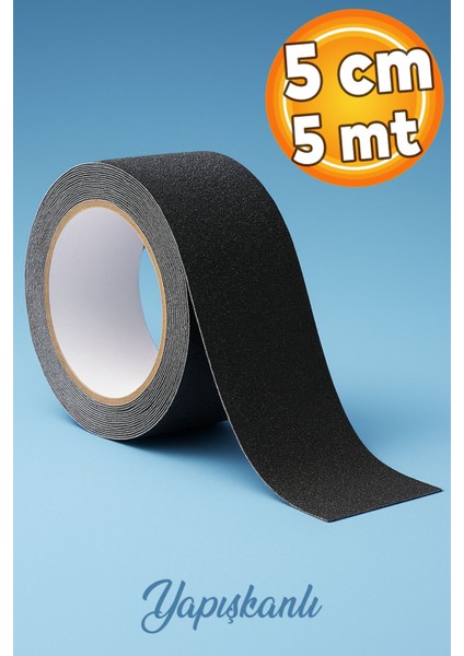 5 Metre Merdiven Zemin Kaydırmaz Bant Yapışkanlı (5 cm x 5 Metre) Kaymaz Bant Siyah