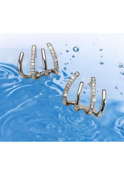 Kadınlar Için Zirkon Taşlı Gümüş Renkli Tasarım Pençe Model Küpe