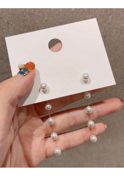 Kadın Trend Inci Detaylı Gold Küpe 9cm fiyatları