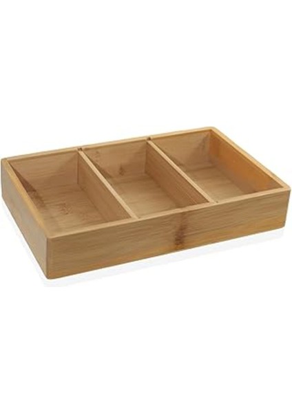 Doğal bambu organizer kutu, 25x16x4 cm, şık ve fonksiyonel depolama çözümü