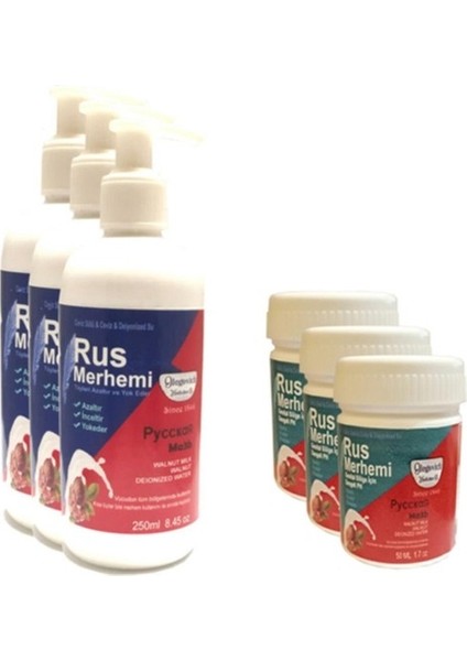 Rus Merhemi Tüy Dökücü 250 ml 3 Adet - Genital Bölge Kremi 50 ml 3 Adet