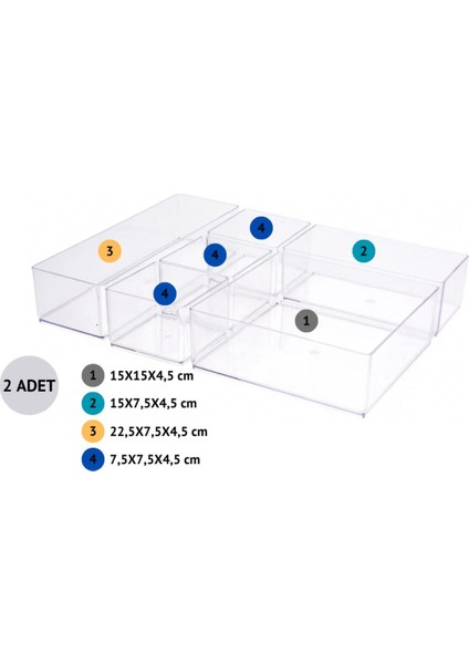 6 Parça Çok Amaçlı Akrilik Çekmece Düzenleyici Seti, Şeffaf, Turuncu, 2'li fiyatları