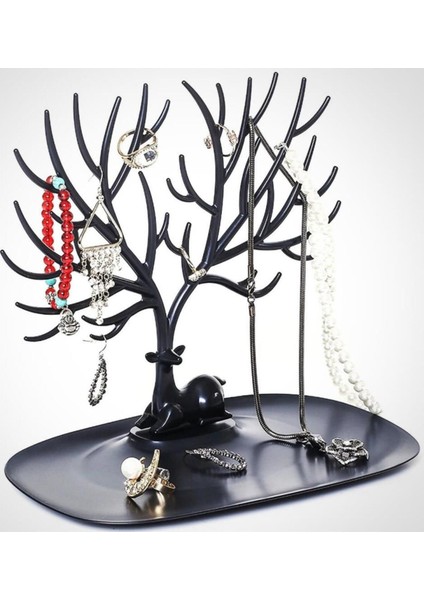 Geyik Tasarımlı Takı Standı, Siyah ve Gri Renk Seçenekleriyle Organize Et! fırsatları