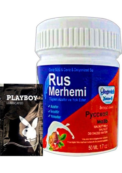 Playboy Blue Rus Merhemi 50 ml Tüy Dökücü Krem - 1 Armağan Jel