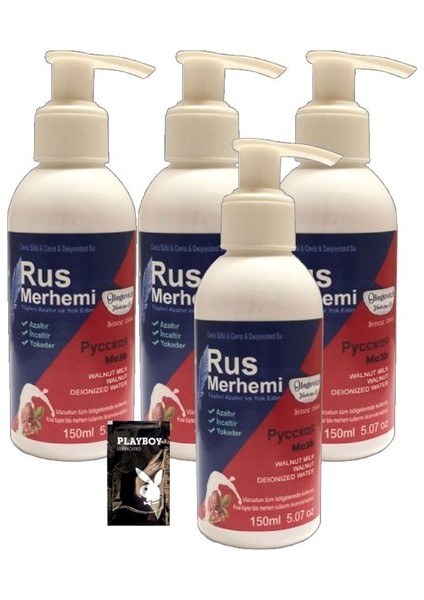 Playboy Blue Tüy Dökücü Krem 4 Tane x 150 ml Cevizli & Ceviz Sütlü Rus Merhemi - Jel