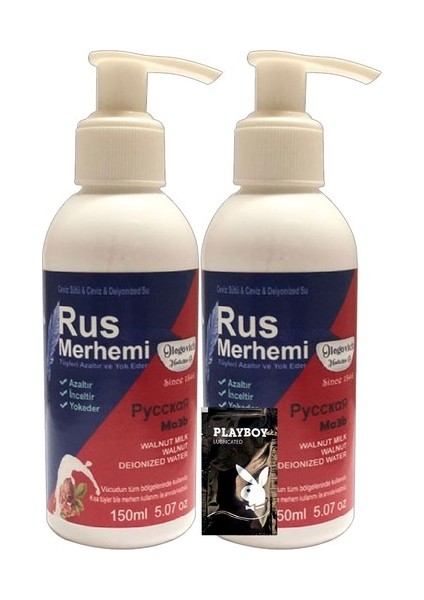 Playboy Blue Tüy Dökücü Krem 2 Tane x 150 ml Cevizli & Ceviz Sütlü Rus Merhemi - Jel
