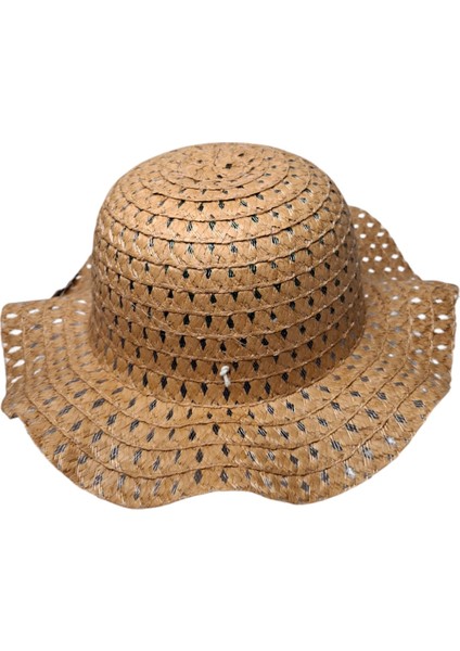 Spteks Kitti 6-12 Yaş Kız Çocuk Orta Bej Renk Düz Desen Hasır Yazlık Şapka fırsatları
