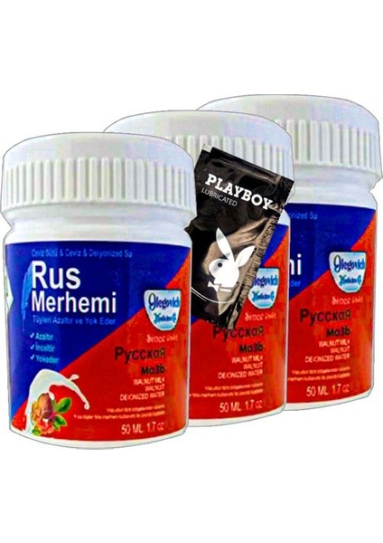 Playboy Blue Tüy Dökücü Krem Rus Merhemi 3'lü x 50 ml - Jel