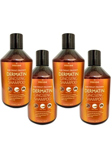 Dermatin Shampoo Ginsengli Bakım Şampuanı 500 m x 4 Adet + Jel