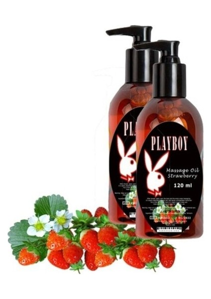 Strawberry Massage Oil 2 Adet Çilek Aromalı Vücut Masaj Yağı