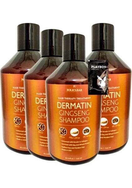 Dermatin Shampoo Ginsengli Bakım Şampuanı 500 m x 4 Adet + Jel