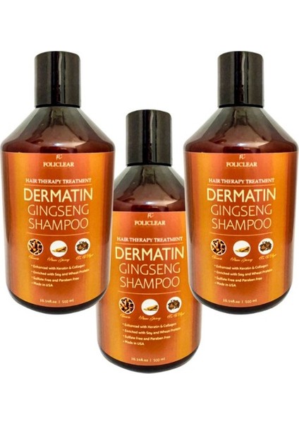 Dermatin Shampoo Ginsengli Özel Bakım Şampuanı 500 ml x 3 Adet