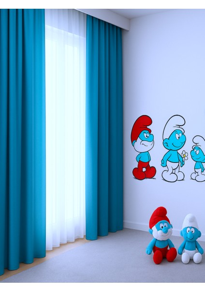 Çocuk Odası Fon Perde - Turkuaz - Pilesiz Düz Dikim - T160