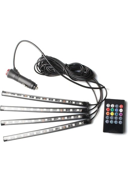 8 Renk RGB Ayak Altı LED Işık, Sese ve Müziğe Duyarlı, 12 LEDli Parlak Lamba