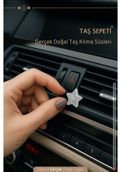 Doğal Taş Kuvars Yıldızlı Klima Süsü, Şık ve Dekoratif Torpido Aksesuarı