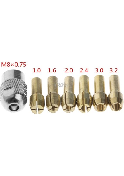 Dremel ve Benzeri Gravür Için 6 1 Mandren Penset Seti Mandren Penset Seti 1.0-3.2mm M8 6 1 Set