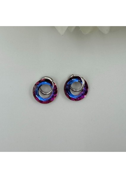 XUPING Paslanmaz Çelik Mor Renkli Kadın Taşlı Halka Küpe fiyatları