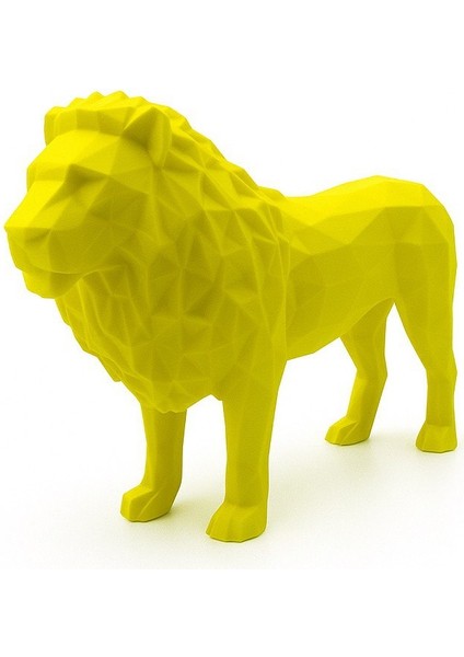 | 3D Baskı Geometrik Aslan Figürü – Sarı Kırmızı Özel Seri