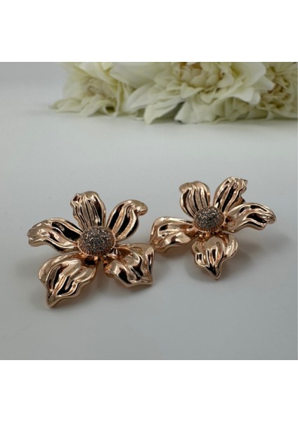 Çiçek Desenli Vintage Gold Küpe - XUPING Paslanmaz Çelik 316L Küpe