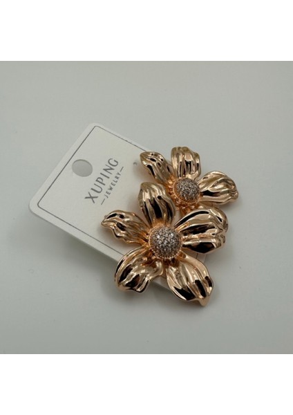 Çiçek Desenli Vintage Gold Küpe - XUPING Paslanmaz Çelik 316L Küpe indirimleri