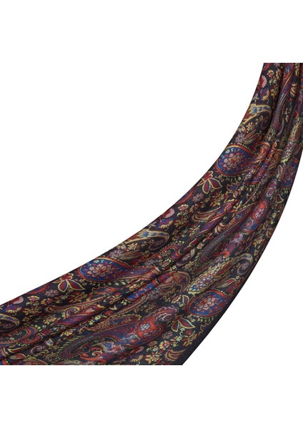 Ipekevi Mezopotamya Desenli Tensel Şal 02889 Lacivert - Bordo