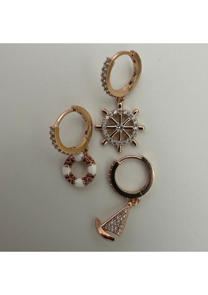 3'lü Denizci Modelli Küpe Seti - Gold Renk XUPING Paslanmaz Çelik fiyatları